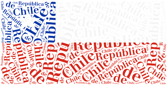 National flag of Chile. Word cloud illustration. Inscription stands: Republic of Chile.