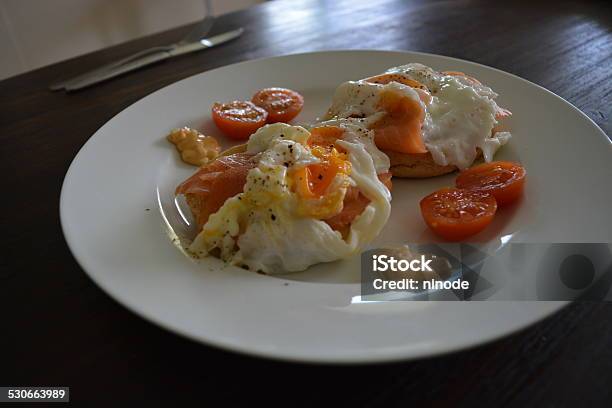 Eggs Benedict With Knife And Fork Stock Photo - Download Image Now - Asparagus, Breakfast, Brunch