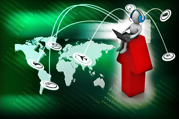 istock 3d man with a laptop and headphone 530664061