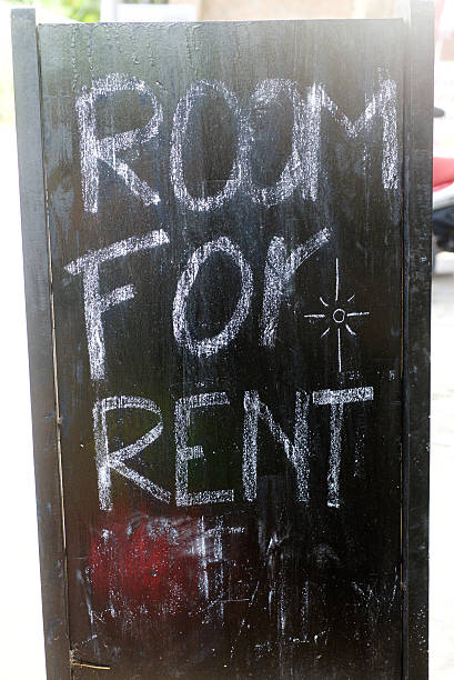 istock Room for rent inscription on the black board 530668507