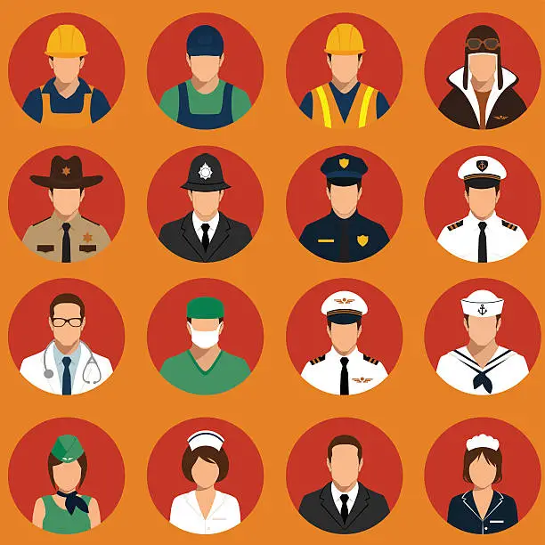 Vector illustration of workers, profession people