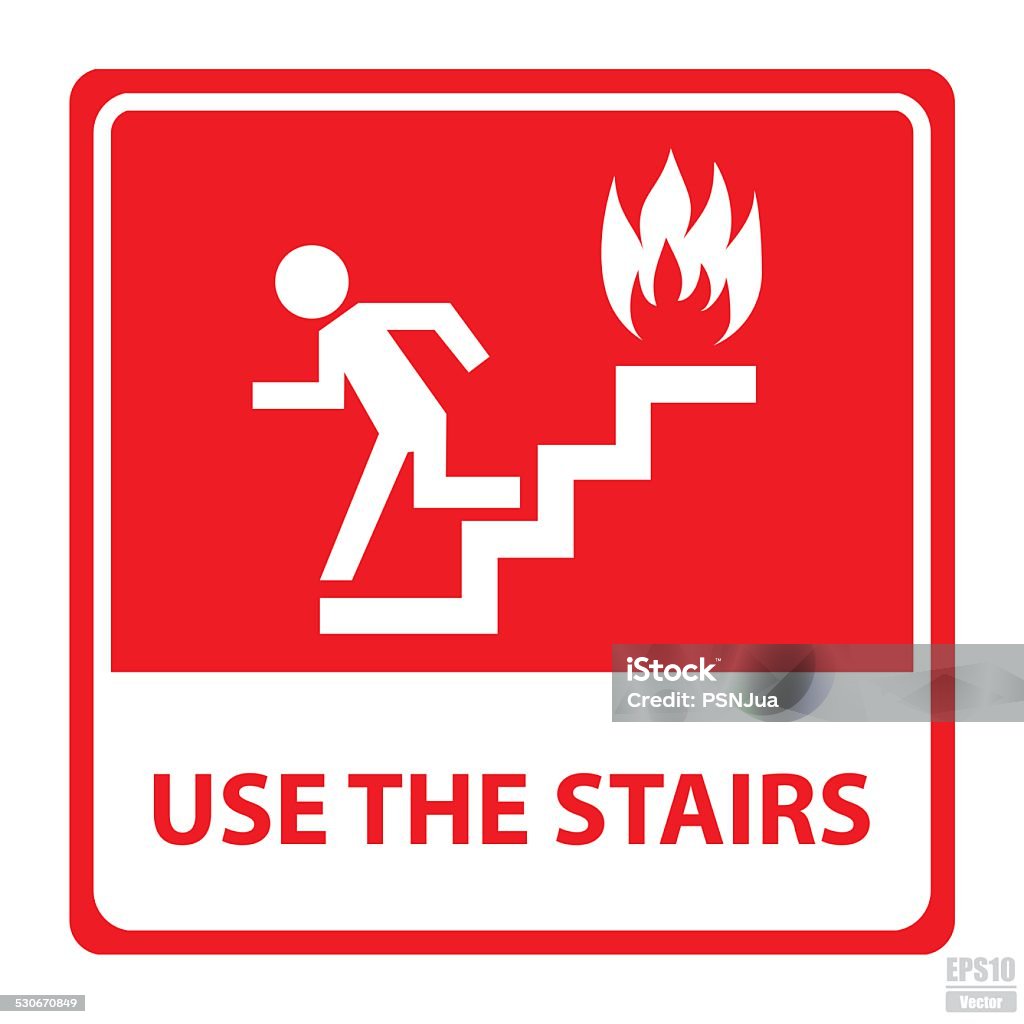 Vector : In case of fire use the stairs sign.Eps10 - Royalty-free Vuur vectorkunst