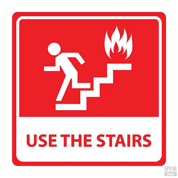 Vector illustration of Vector : In case of fire use the stairs sign.Eps10