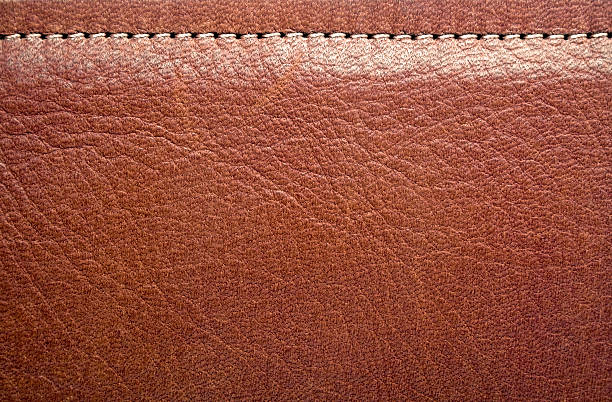 istock Brown leather label with seam 530674309