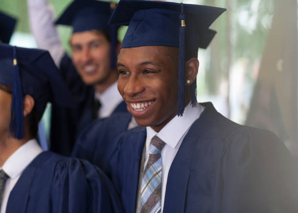 istock Smiling university students standing outdoors during graduation ceremony 530682805