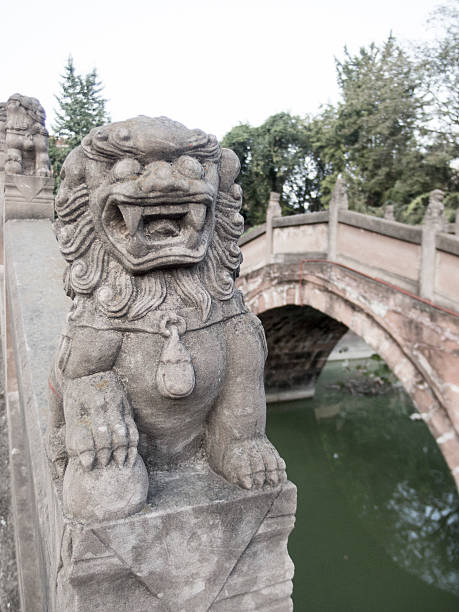istock Carved Stone Lions on a Bridge, Sichuan, China 530691365