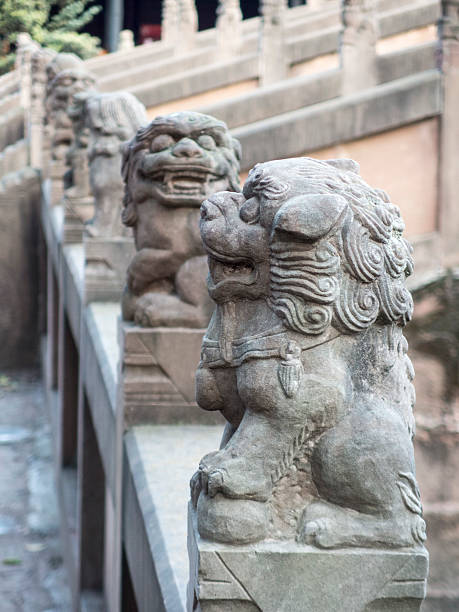 istock Carved Stone Lions on a Bridge, Sichuan, China 530692965
