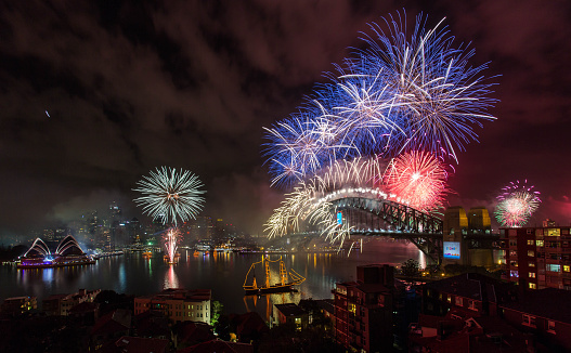 Sydney, Australia - 1 January, 2015: Sydney Welcomes 2015 with Annual Firework Display