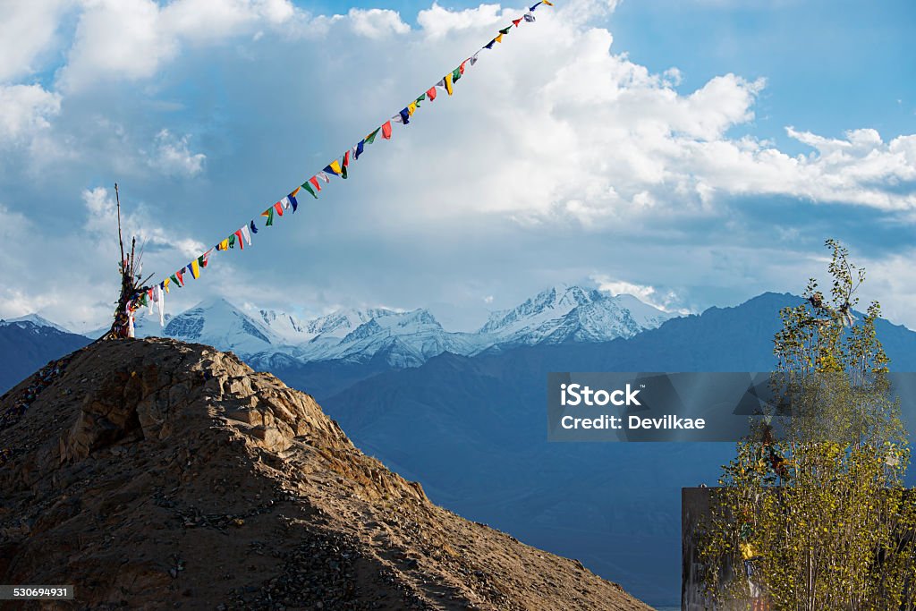 Player flag at Namgyal Tsemo Monastery Leh Ladakh ,India Adventure Stock Photo