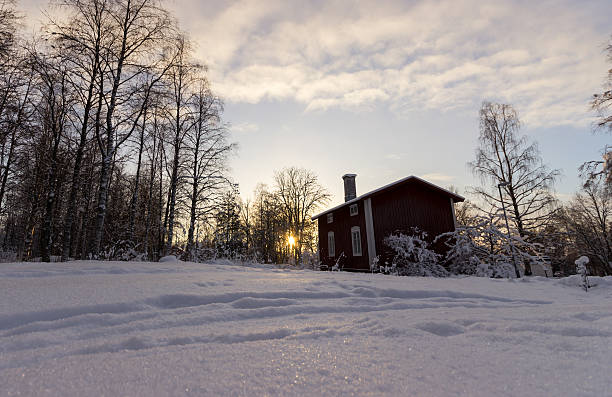 istock Traditional Red Swedish House in Winter 530698257