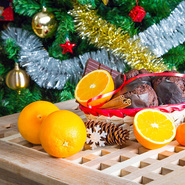 istock Close up muffins, oranges and chocolate still lif 530703897