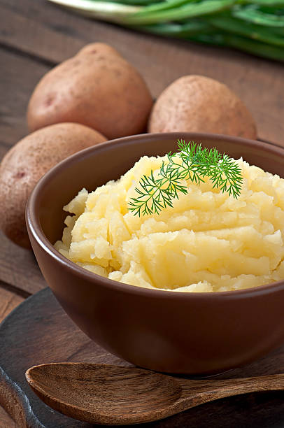 Fresh and flavorful mashed potatoes with bowl