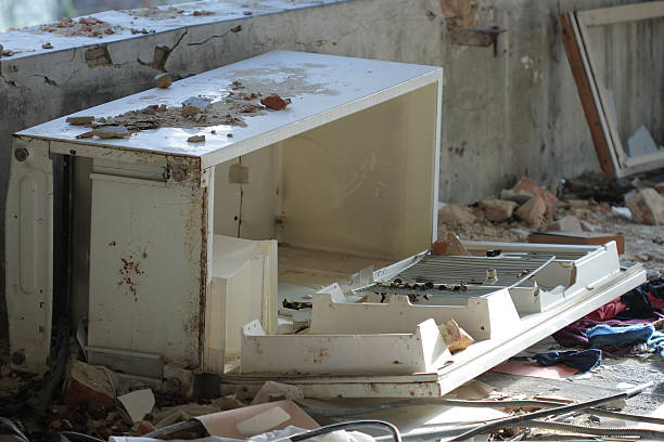 istock Broken  refrigerator photo from demolition  textile  factory 530707629