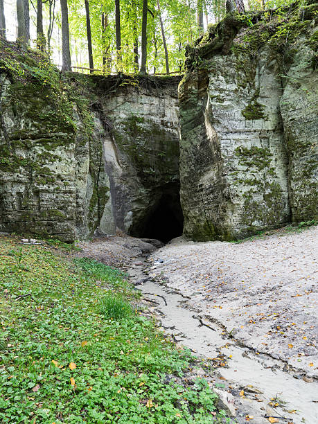 istock ancient sandstone cliffs in the Gaujas National Park, Latvia 530708659