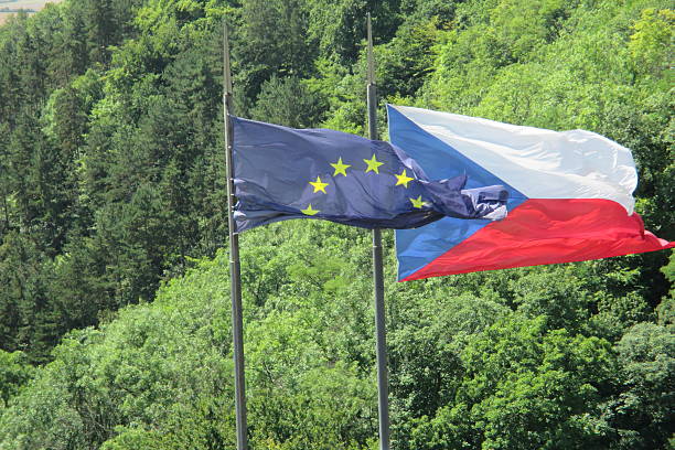 istock Czech and European union flags 530715711