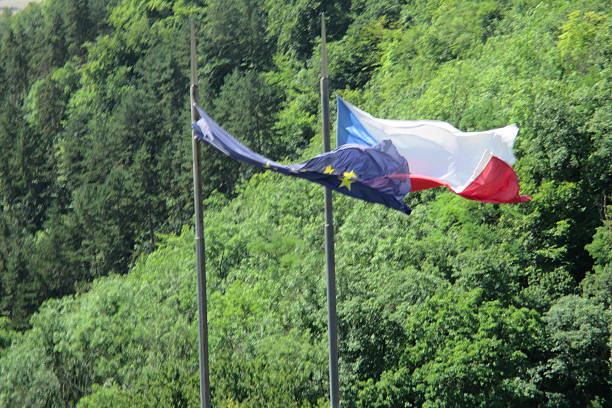 istock Czech Republic and European Union banners 530716029