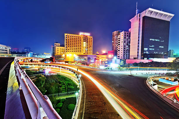 istock Aerial view of city night 530718307