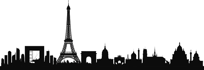 Every building is separate, complete, and highly detailed. From left to right: La Defense Grande Arche, Eiffel Tower, Arc de Triomphe, Dome des Invalides, L’arc de triomphe du Carrousel, Place de la Concorde Obelisk, French institute,  Colonne Vendome, Notre Dame Cathedral, Sacre Coeur, Colonne de Juillet, and Pantheon.