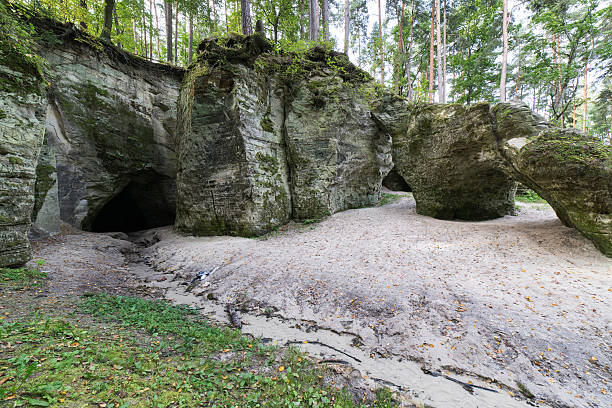 istock ancient sandstone cliffs in the Gaujas National Park, Latvia 530718833
