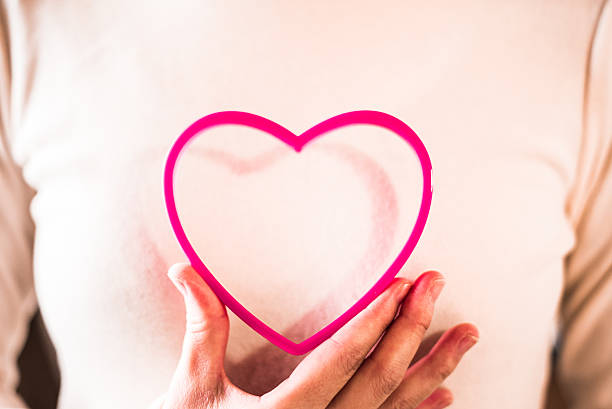 istock Pink heart on white sweater 530720235