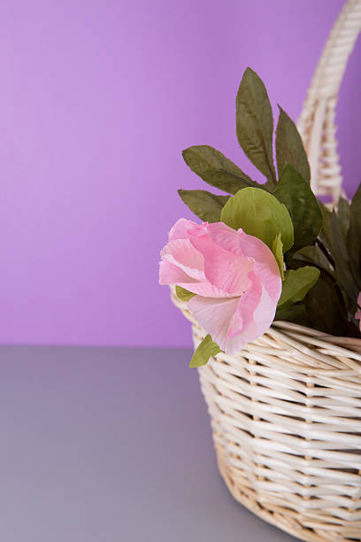 cesto di fiori-immagine stock - hanging flower basket isolated foto e immagini stock