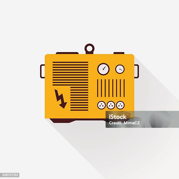 Yellow Generator With Long Shadows Stock Illustration - Download Image Now - Generator, Electricity, Vector