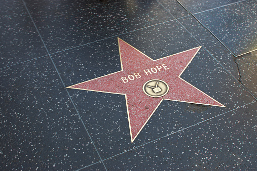 Los Angeles, USA - April 19, 2014: Bob Hope star on Hollywood Walk of Fame in Hollywood, California. This star is located on Hollywood Blvd. and is one of over 2000 celebrity stars embedded in the sidewalk.