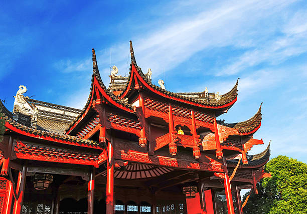 istock Blue sky and white clouds, ancient Chinese architecture 530730133