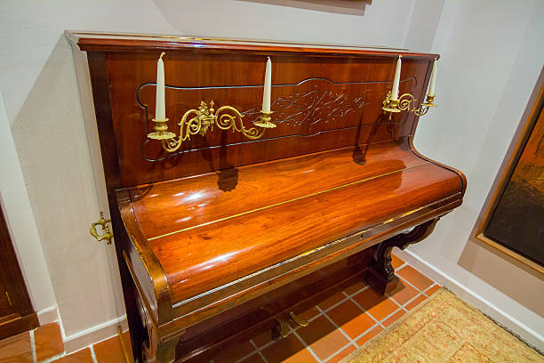 istock antique piano with ivory keys old illuminate 530730475
