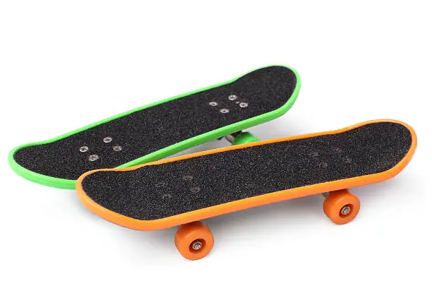 Finger skateboards on white background