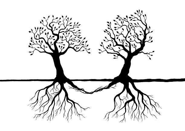 Amor árvore desenho em branco - ilustração de arte em vetor