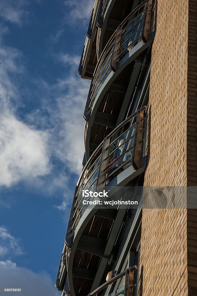 Curved Balcony Building blue sky High Rise Tower Block Curved Balcony Building blue sky Apartment Stock Photo