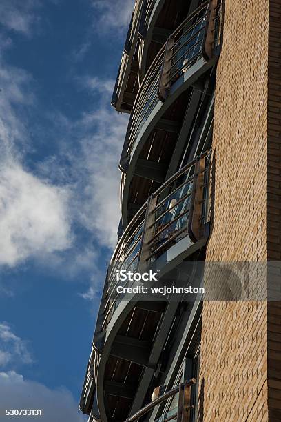 Curved Balcony Building Blue Sky Stock Photo - Download Image Now - Apartment, Architecture, Balcony