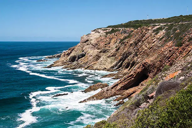 The rocky coastline to the west of Mossel Bay, South Africa.
