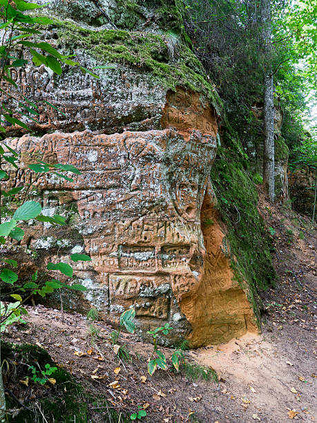 istock ancient sandstone cliffs in the Gaujas National Park, Latvia 530739171