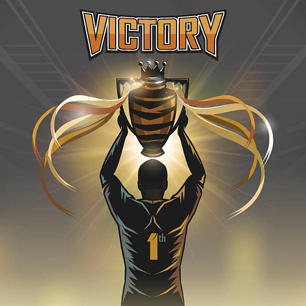 ilustrações, clipart, desenhos animados e ícones de vitória vitória troféu - trophy soccer sport success