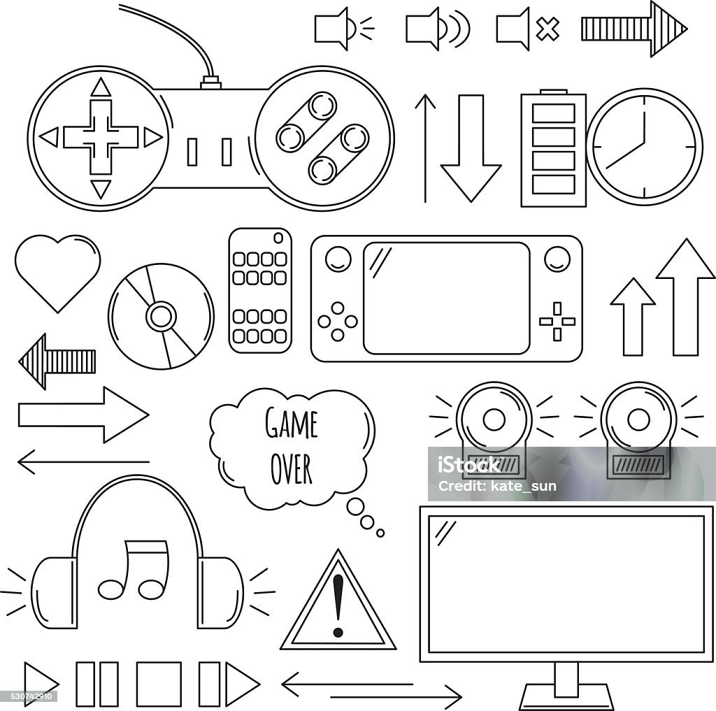 Vector Related Computer Games Hand Drawn Vector Illustration Computer Games Design Elements Stock ...