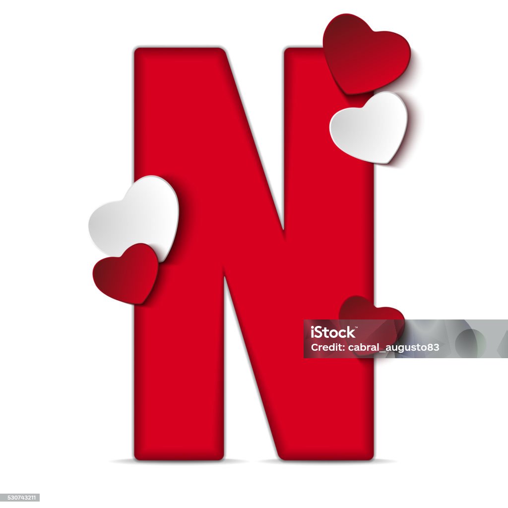 Alphabet Letters With Red Heart Valentine Day Stock Illustration ...