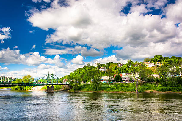 Phillipsburg, New Jersey, seen across the Delaware River from Ea stock photo