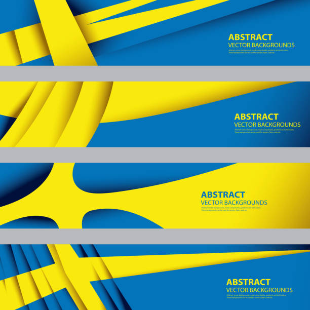 ilustraciones, imágenes clip art, dibujos animados e iconos de stock de abstract suecia bandera sueca colores nacionales (arte vectorial) - sweden flag day abstract