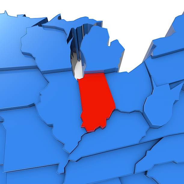 istock USA map with indiana state highlighted in red 530745112