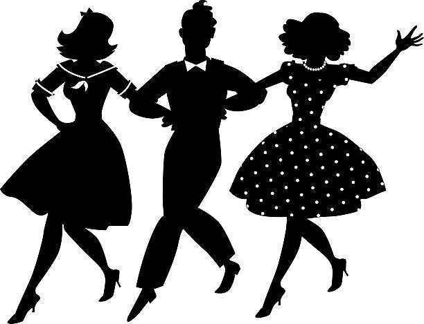 old-fashion-musical-clip-art - 1940s style women 1950s style retro revival stock-grafiken, -clipart, -cartoons und -symbole