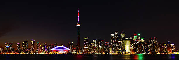 istock Panoramic view of the skyline of Toronto, Canada, at night 530747486