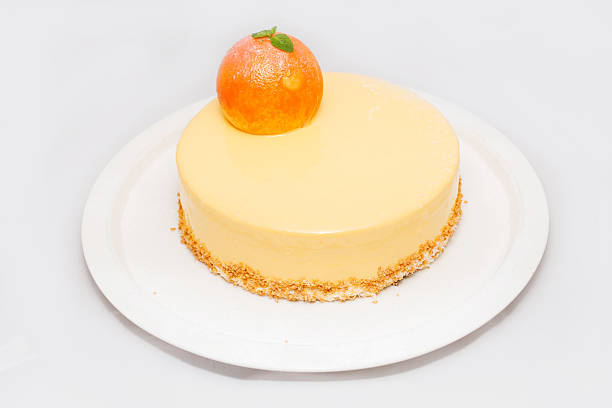 istock Apricot cake with a fruit on white plate 530751106