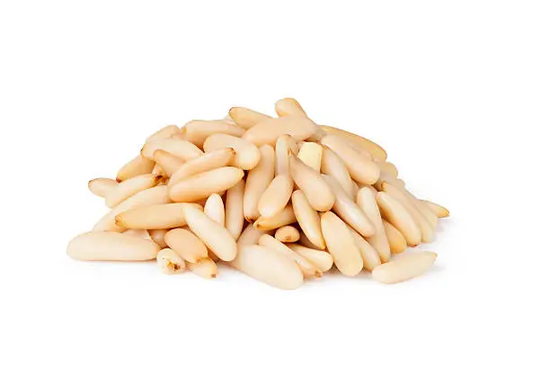 Pine nuts  on a white background