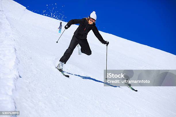 Snow Skiing Accident Falling Woman Skier Skis Detaches Loses Falls Stock Photo - Download Image Now