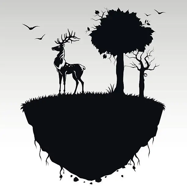 Vector illustration of Nature with deer