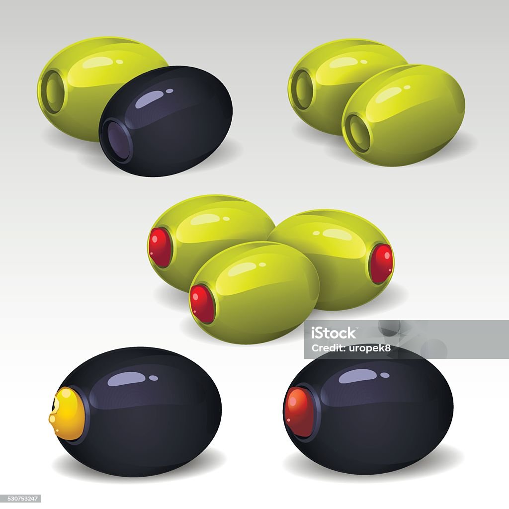 Schwarze und grüne Oliven - Lizenzfrei Abnehmen Vektorgrafik
