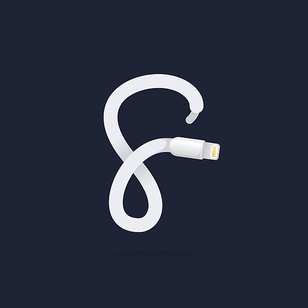 illustrazioni stock, clip art, cartoni animati e icone di tendenza di f icona lettera formata da fulmini via cavo. - f connector