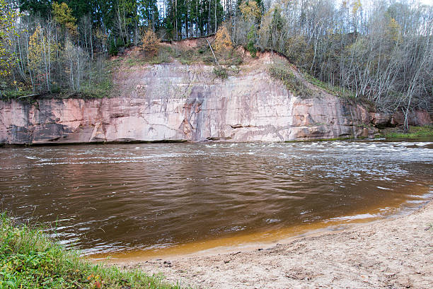 istock sandstone cliffs in the Gaujas National Park, Latvia 530754523